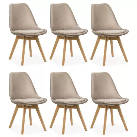 6 scaune bucătărie-living catifea Bej