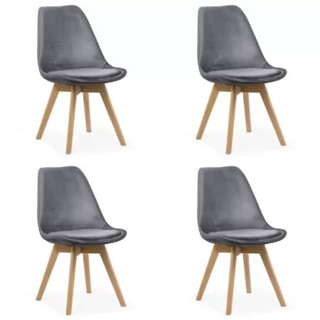 4 scaune bucătărie-living catifea pe gri