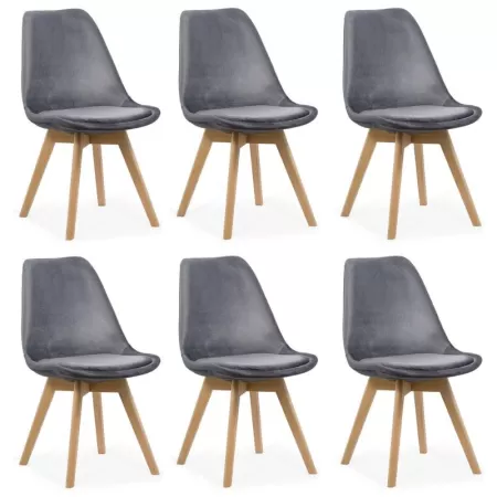 6 scaune bucătărie-living catifea pe gri