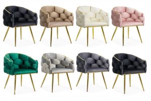 7 scaune din catifea cu picioare aurii reglabile BUC 251