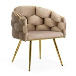 Scaune living din catifea, picioare aurii reglabile BUC 251 Bej