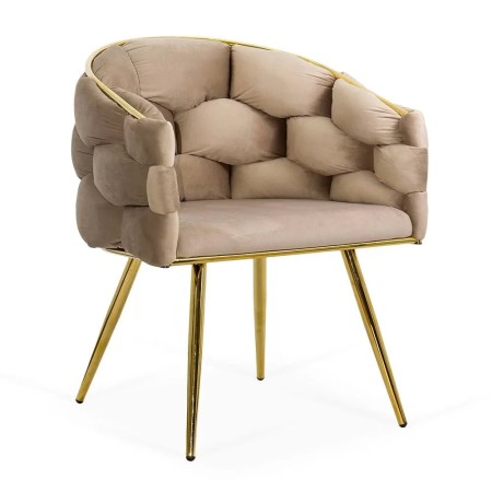 Scaune living din catifea, picioare aurii reglabile BUC 251 Bej