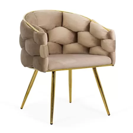 Scaune living din catifea, picioare aurii reglabile BUC 251 Bej