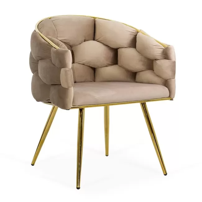 Scaune living din catifea, picioare aurii reglabile BUC 251 Bej