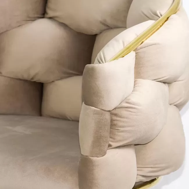 Scaune living din catifea, picioare aurii reglabile BUC 251 Bej