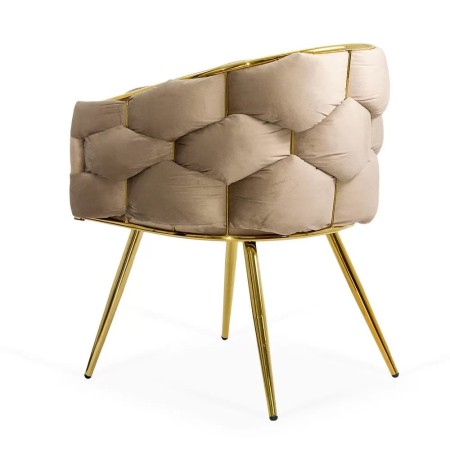 Scaune living din catifea, picioare aurii reglabile BUC 251 Bej