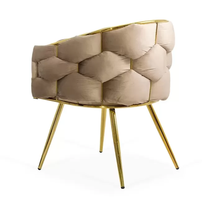 Scaune living din catifea, picioare aurii reglabile BUC 251 Bej