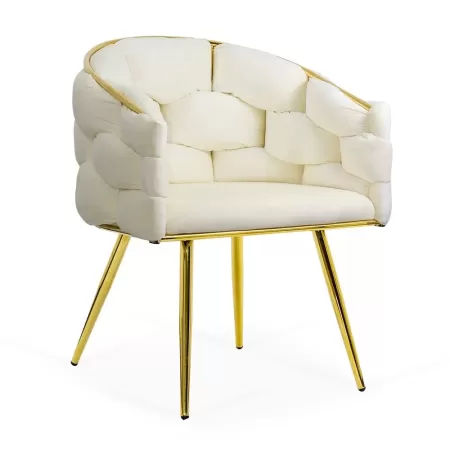 Scaune living din catifea, picioare aurii reglabile BUC 251 Crem