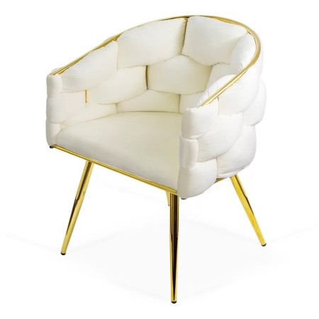 Scaune living din catifea, picioare aurii reglabile BUC 251 Crem