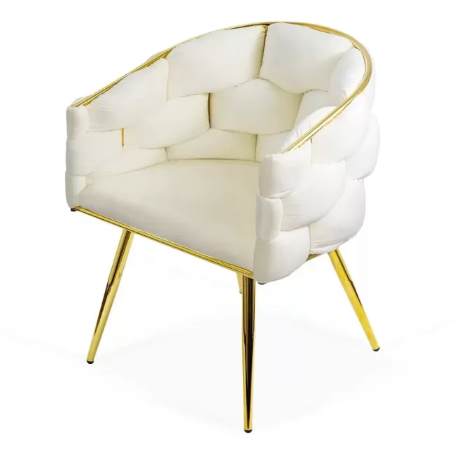 Scaune living din catifea, picioare aurii reglabile BUC 251 Crem