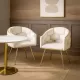 Scaune living din catifea, picioare aurii reglabile BUC 251 Crem