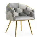 Scaune living din catifea, picioare aurii reglabile BUC 251 Gri deschis
