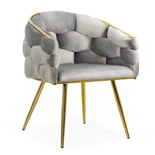 Scaune living din catifea, picioare aurii reglabile BUC 251 Gri deschis