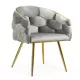 Scaune living din catifea, picioare aurii reglabile BUC 251 Gri deschis