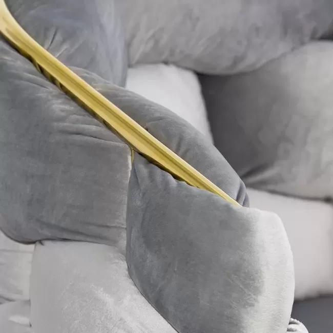 Scaune living din catifea, picioare aurii reglabile BUC 251 Gri deschis