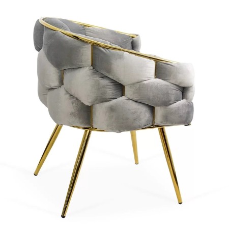 Scaune living din catifea, picioare aurii reglabile BUC 251 Gri deschis