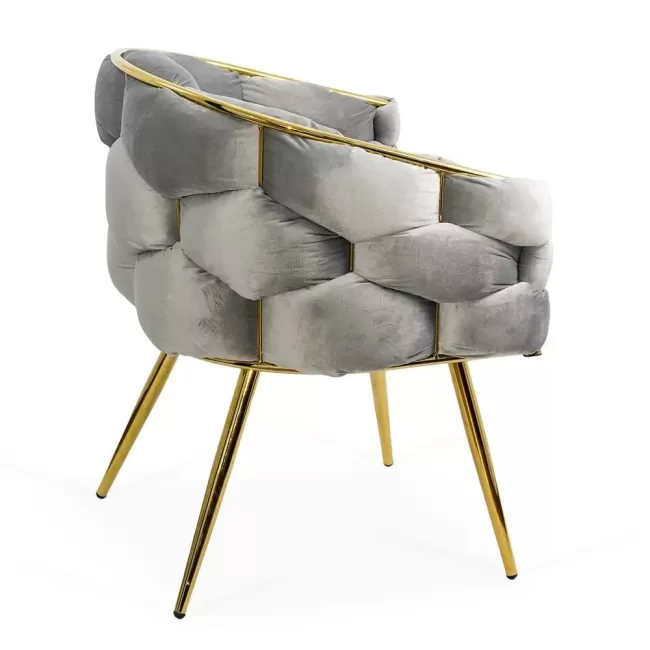Scaune living din catifea, picioare aurii reglabile BUC 251 Gri deschis