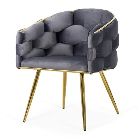 Scaune living din catifea, picioare aurii reglabile BUC 251 Gri
