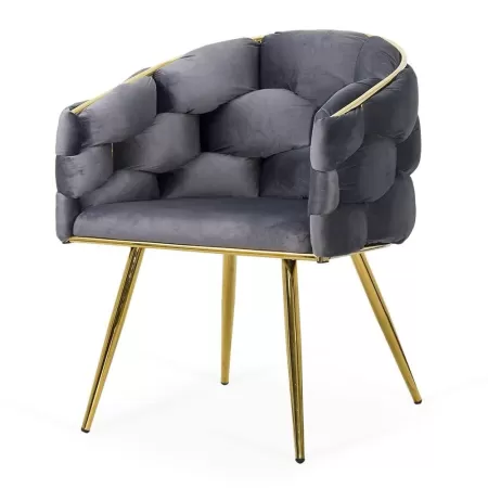 Scaune living din catifea, picioare aurii reglabile BUC 251 Gri