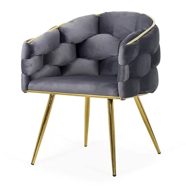 Scaune living din catifea, picioare aurii reglabile BUC 251 Gri