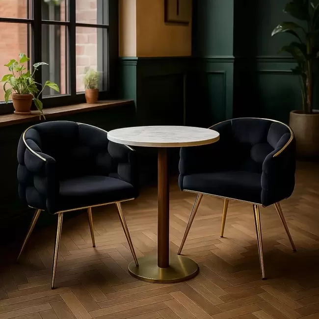 Scaune living din catifea, picioare aurii reglabile BUC 251 Negru