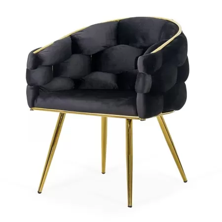 Scaune living din catifea, picioare aurii reglabile BUC 251 Negru