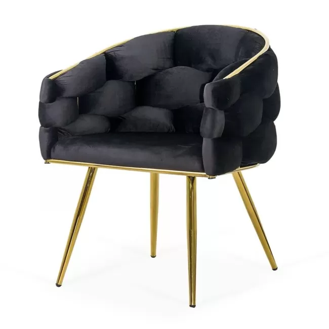 Scaune living din catifea, picioare aurii reglabile BUC 251 Negru