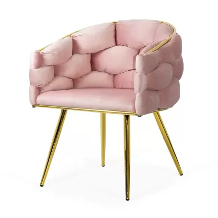 Scaune living din catifea, picioare aurii reglabile BUC 251 Roz