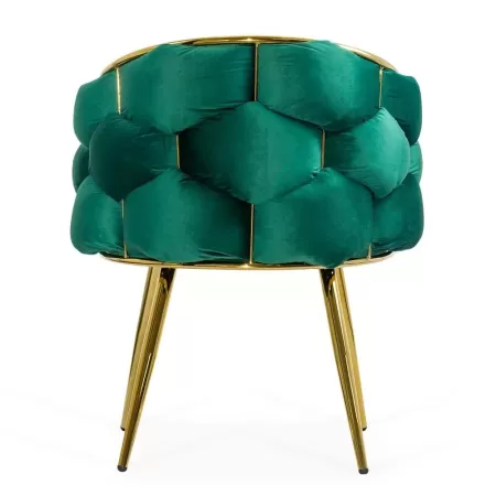 Scaune living din catifea, picioare aurii reglabile BUC 251 Verde
