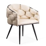 Scaune moderne din catifea si cadru metalic BUC 256 Crem