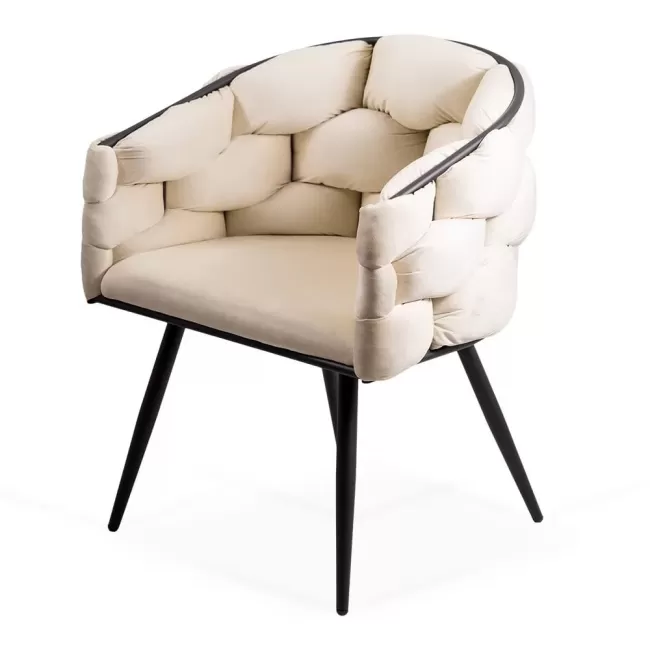 Scaune moderne din catifea si cadru metalic BUC 256 Crem
