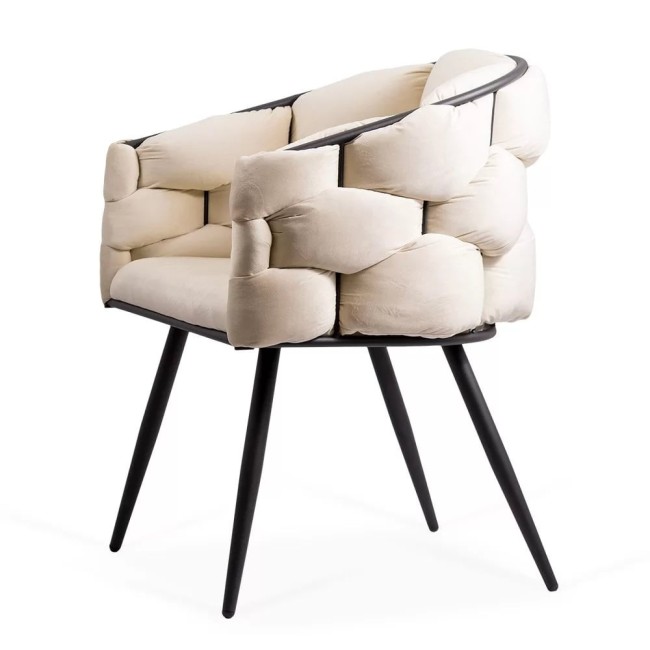 Scaune moderne din catifea si cadru metalic BUC 256 Crem