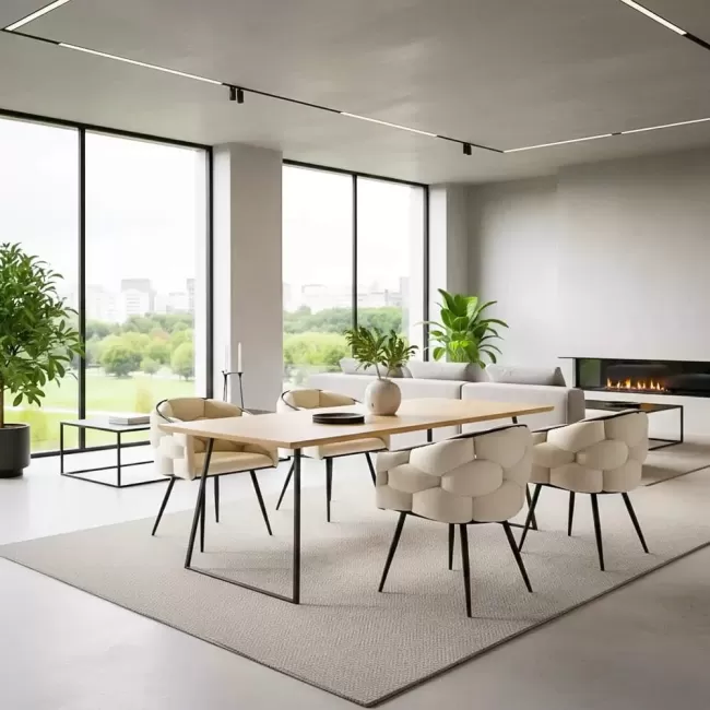 Scaune moderne din catifea si cadru metalic BUC 256 Crem