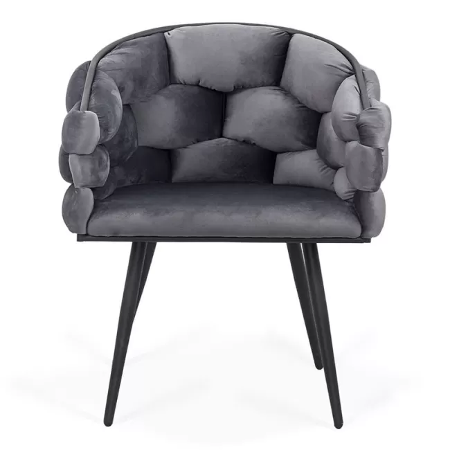 Scaune moderne din catifea și cadru metalic BUC 256 Gri