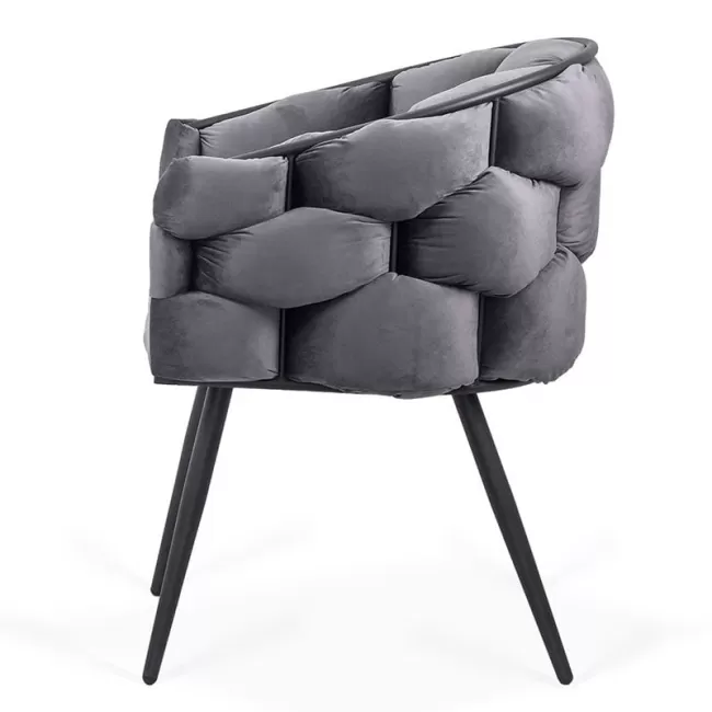 Scaune moderne din catifea și cadru metalic BUC 256 Gri