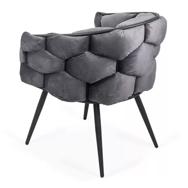 Scaune moderne din catifea și cadru metalic BUC 256 Gri