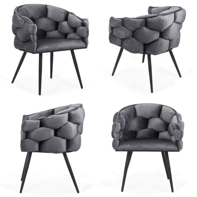 Scaune moderne din catifea și cadru metalic BUC 256 Gri