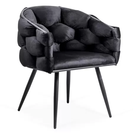 Scaune moderne din catifea si cadru metalic BUC 256 Negru