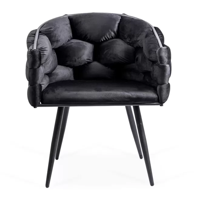 Scaune moderne din catifea si cadru metalic BUC 256 Negru