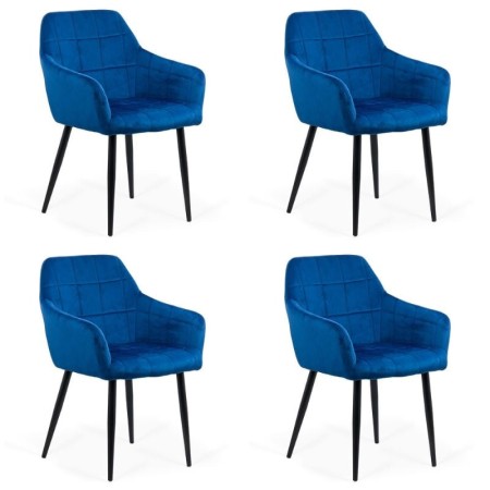 4 scaune din catifea cu picioare metalice BUC 260 Albastru 4 scaune din catifea cu picioare metalice BUC 260 Albastru