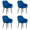 4 scaune din catifea cu picioare metalice BUC 260 Albastru