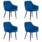 4 scaune din catifea cu picioare metalice BUC 260 Albastru