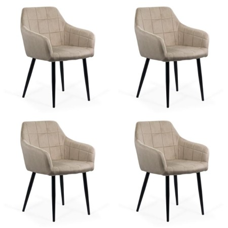 Set 4 scaune din catifea cu picioare metalice BUC 260 Bej  Set 4 scaune din catifea cu picioare metalice BUC 260 Bej