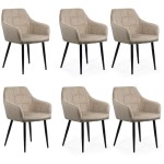  6 scaune din catifea cu picioare metalice BUC 260 Bej