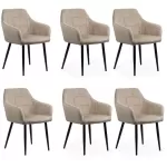  6 scaune din catifea cu picioare metalice BUC 260 Bej