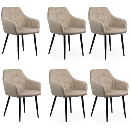 6 scaune din catifea cu picioare metalice BUC 260 Bej  6 scaune din catifea cu picioare metalice BUC 260 Bej