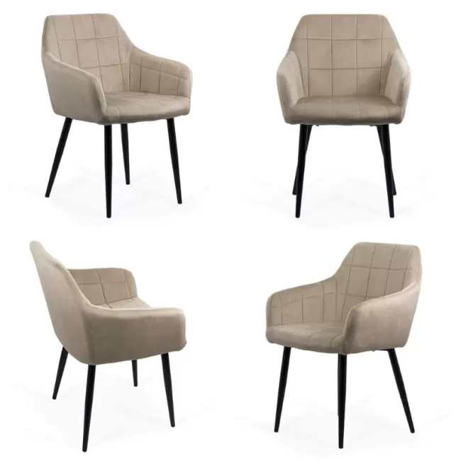 Scaune din catifea cu picioare metalice BUC 260 Bej