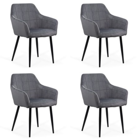 4 scaune din catifea cu picioare metalice BUC 260 Gri 4 scaune din catifea cu picioare metalice BUC 260 Gri