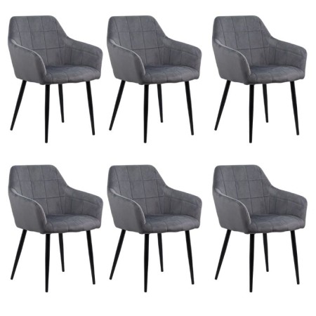6 scaune din catifea cu picioare metalice BUC 260 Gri 6 scaune din catifea cu picioare metalice BUC 260 Gri