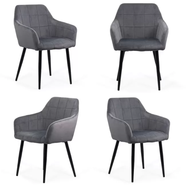 Scaune din catifea cu picioare metalice BUC 260 Gri